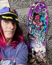 Load image into Gallery viewer, 40th Anniversary Purple Autographed Kevin Staab Pirate Skateboard Deck SOLD OUT!
